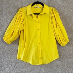 RAMY BROOK Point Collar Shirt Size‎ Small Yellow Button Down $285